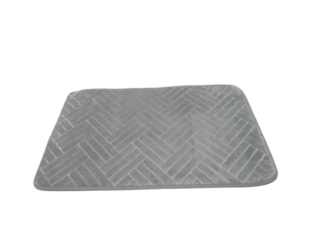 Bathroom Mat Design Rectangular , Polyster 1cm Light Grey 50x80