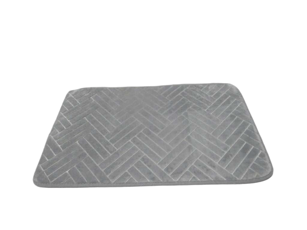 Bathroom Mat Design Rectangular , Polyster 1cm Light Grey 50x80