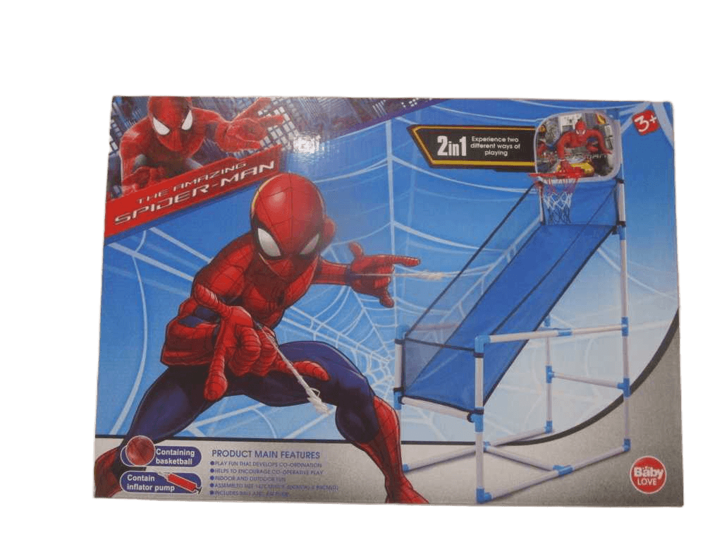 Basketball Game Kit Plastic,color Box 1 Board+ 1 Basketball 14cm+2 Net + 1 Flator Frozen/Spideman Ass 33*46.5*13cm
