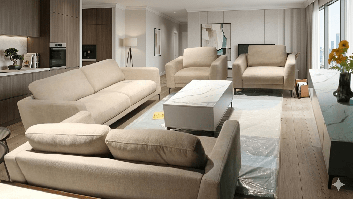 Sofa Set 3+2+1+1 Fabric G0200922 Taupe 200x92x76 160x92x76 100x92x76