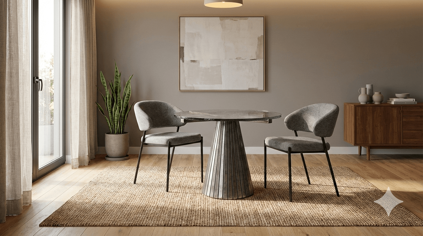 Table Breakfast Antique Nickel Metal Alu Base With 24 Mm Thickness Handmade Natural Smoked Glass Top With 3 Metal Supports To Hold Top