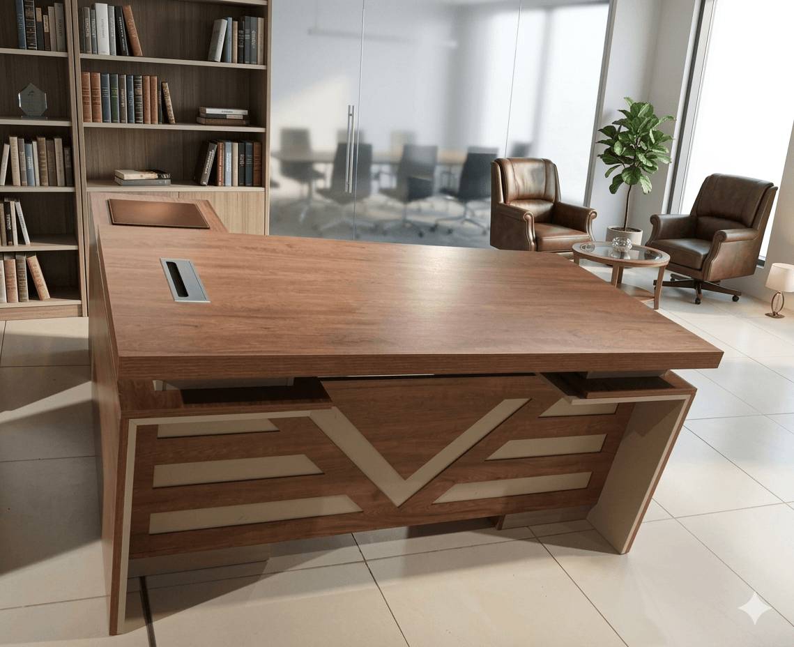 Executive Table Right Side (Main Table +return And 3drawer With Lock)