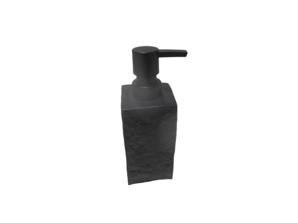 Dispenser Soap 260 Ml Polyresine Carre Effet Pierre Pompe Black Mat - Black