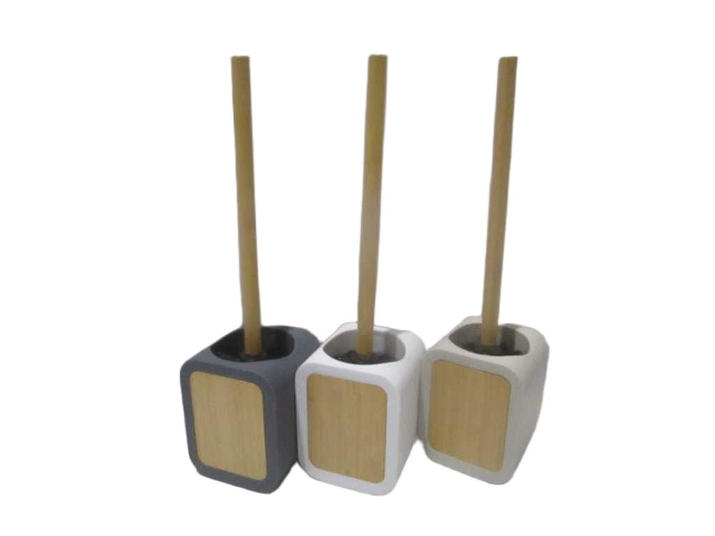 Toilet Brush White Box Abs+bamboo Deco White Dark Grey Beige 39*13*10