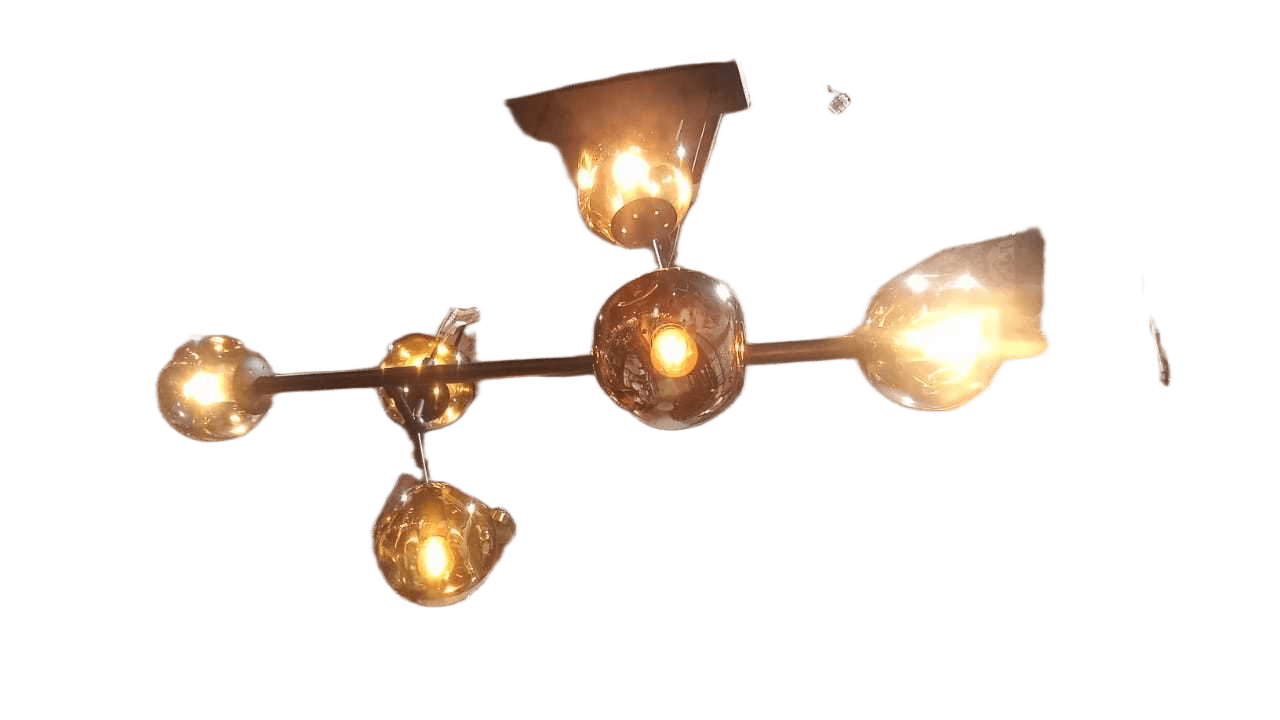 Pendant Lamp Rectangular Base - Wit 6 Lights + Lights Bulbs 8463 X 6