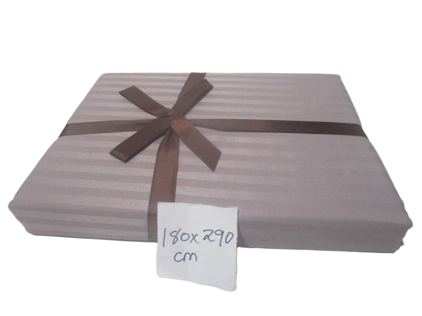 Bed Sheet Taupe Set 3 Pcs 180x290cm, Fitted Sheet 90x200+25cm 1 Pillow Case 50x70cm+5cm 105gsm Polyester Stripe Design With Good Package Our Design Uni Col 006