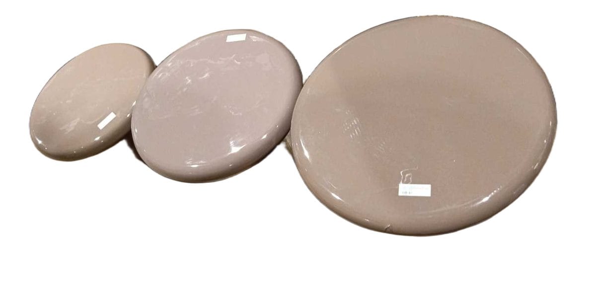 Table Round Set Of 3 100% Iron Lt Brown