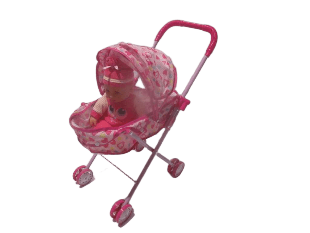 Baby Doll Stroller Set Metal Opp Bag Pink 14''