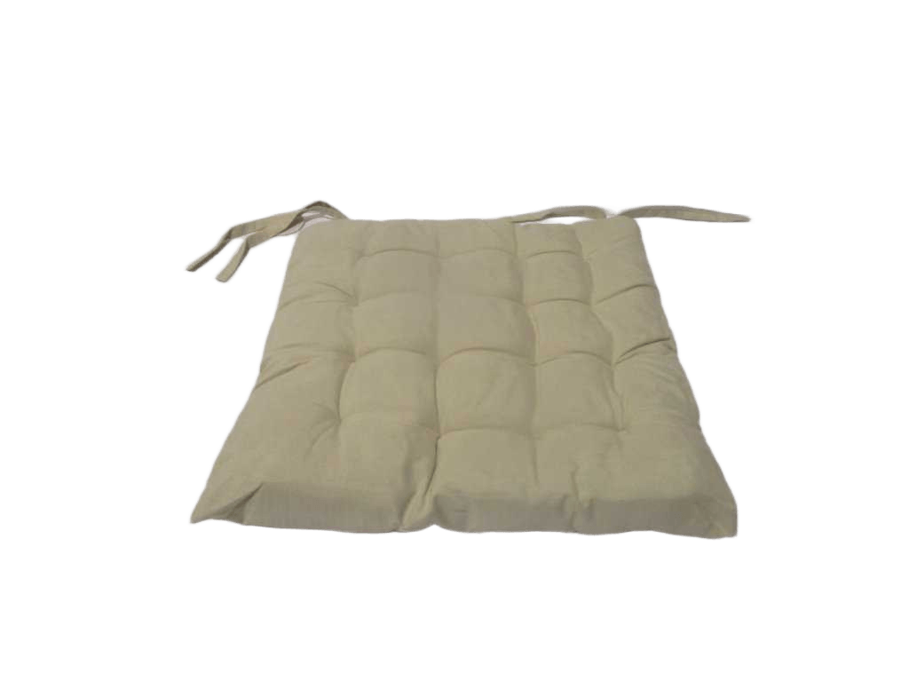 Chair Pad With 4 Tie Strings 100% Polyester 110 Gsm Fabric And Recycled Cotton Filling Of 550 Grams