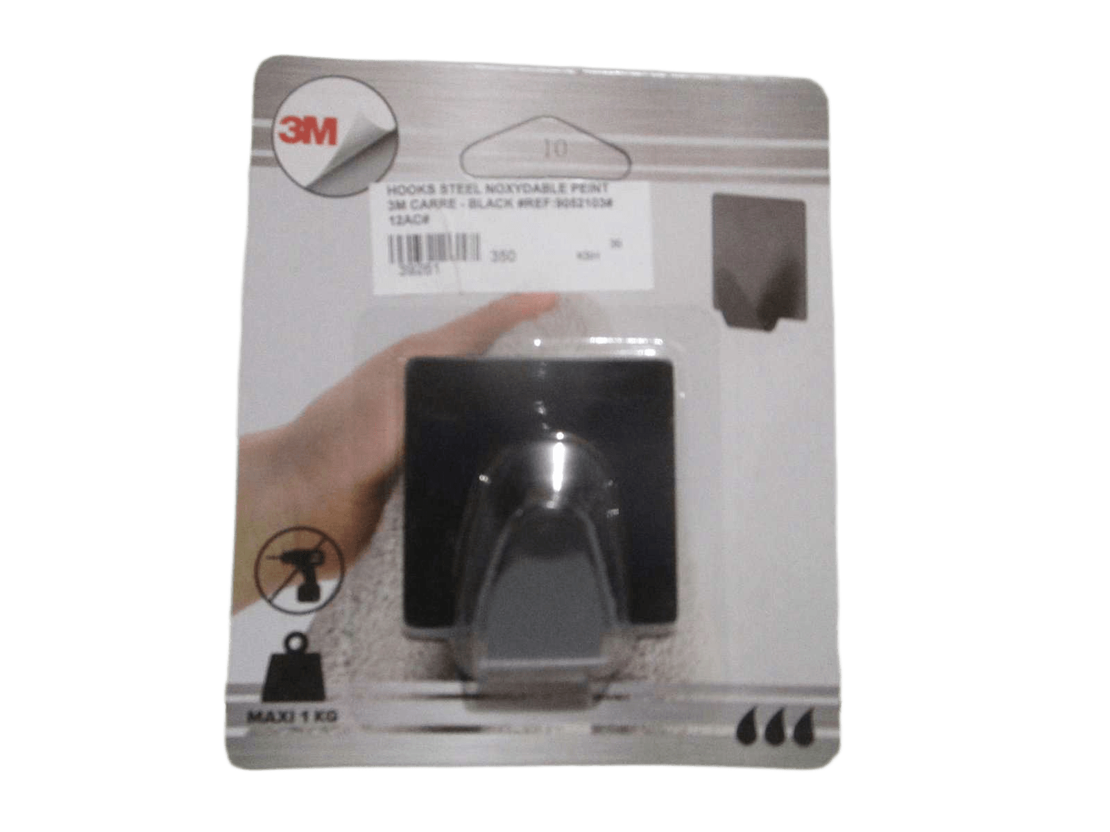 Hooks Steel Noxydable Peint 3m Carre - Black
