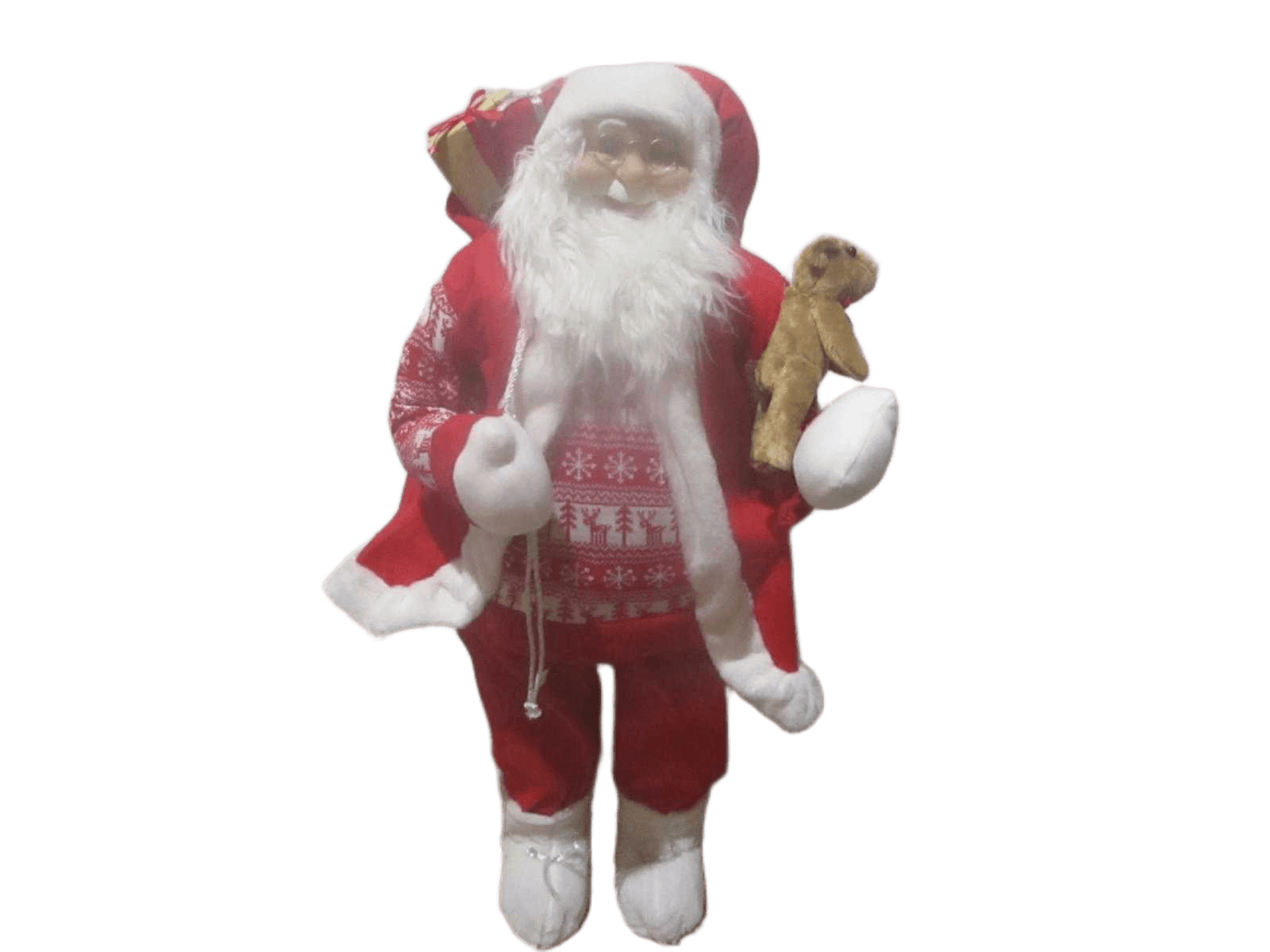 Christmas Man Bear+christmas Gift , Red Cloths,cloth+pvc Red+white Line H120cm