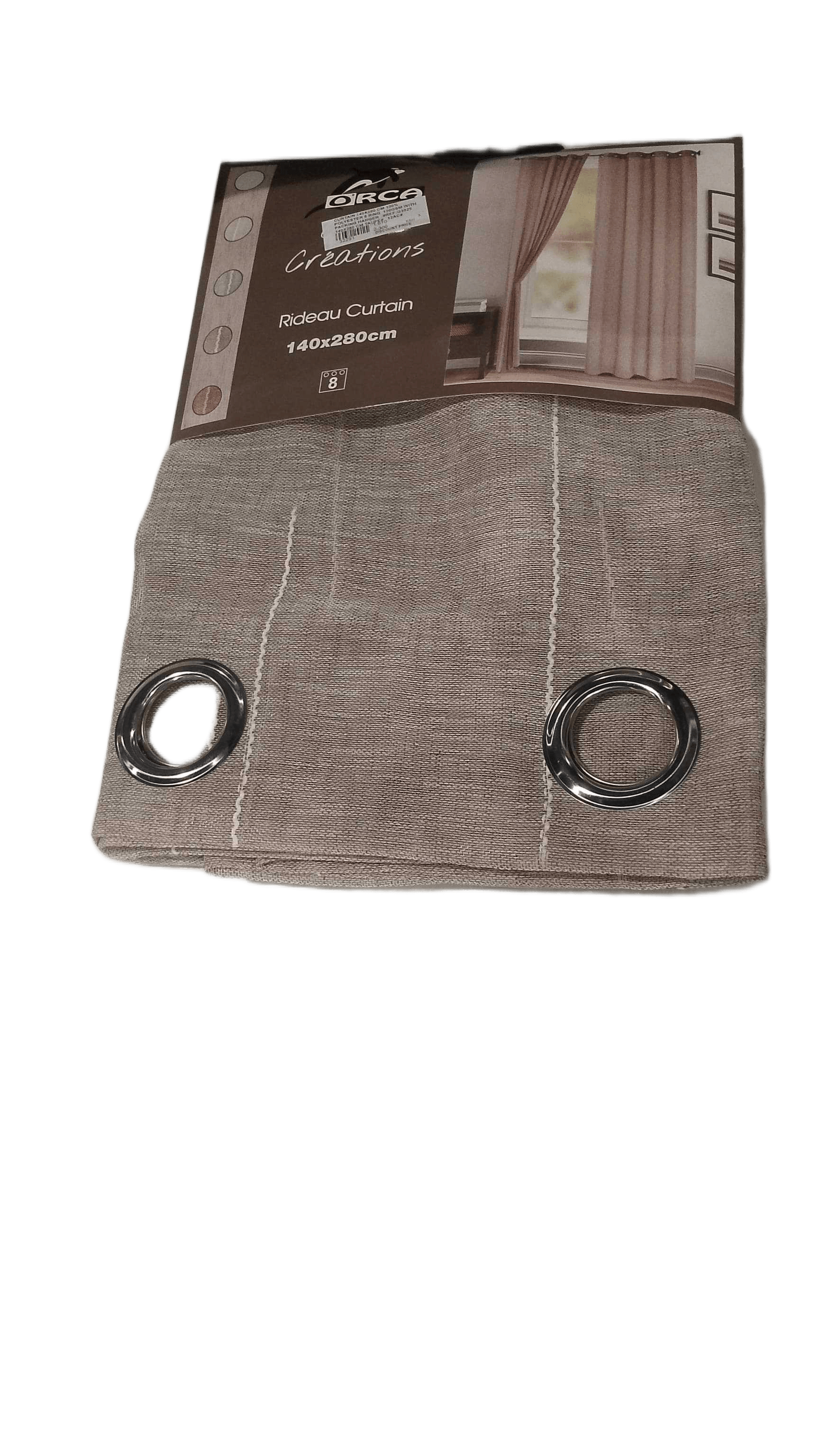 Curtain 140x280 Cm 100% Polyester 8 Ring 130gsm With Packing Hanger