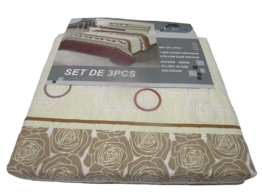 Bed Cover Set Of 3 Pcs Printed 240x260cm 2 Pillow Case 50x70cm Outside:80gsm Filling:90 Gsm Polyester Packing:pvc Bag+colorcard