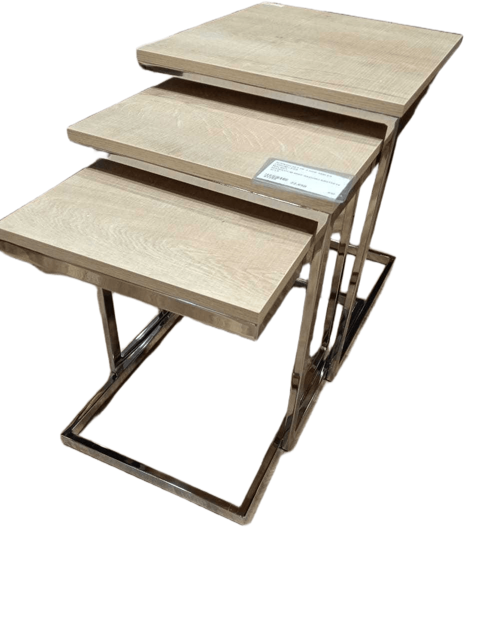 Side Table Set Of 3 Rodero S Chrom Legs Walnut 45x50x57cm