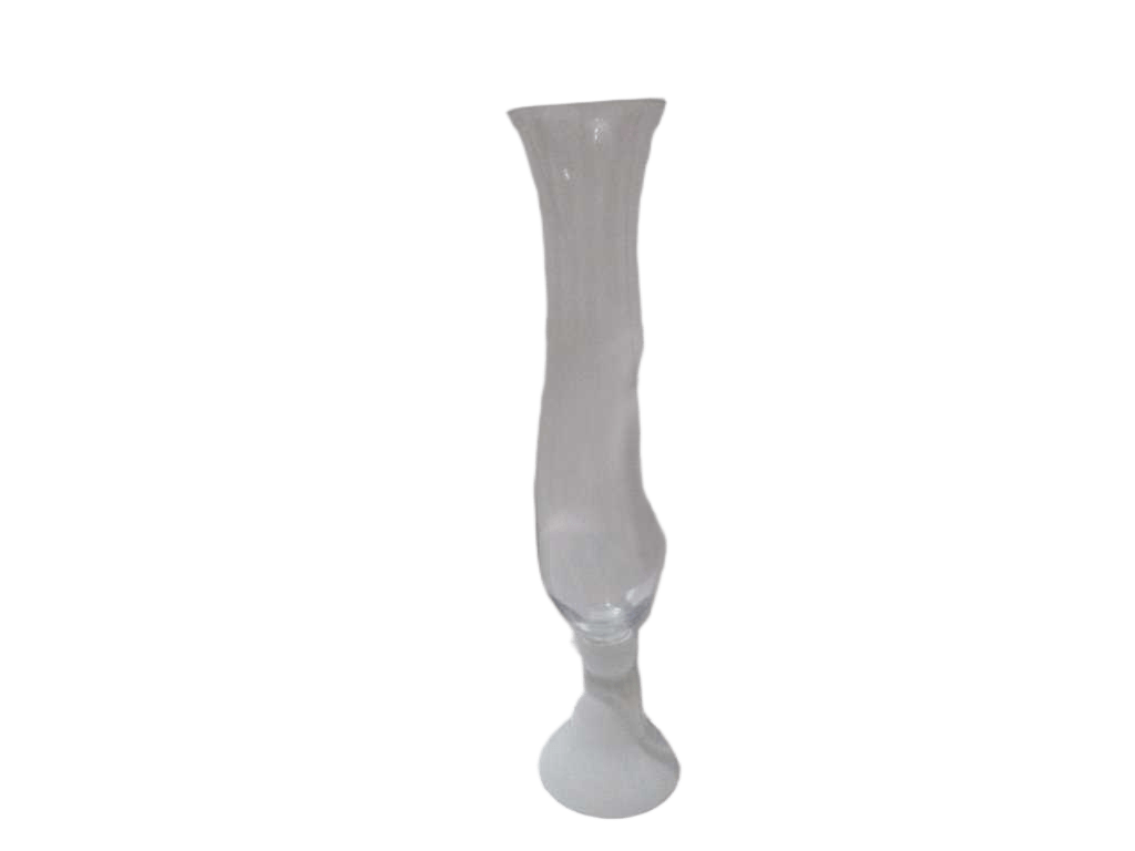 Vase Glass Clear Top W White Stripe, White Bottom Clear And White 18*90
