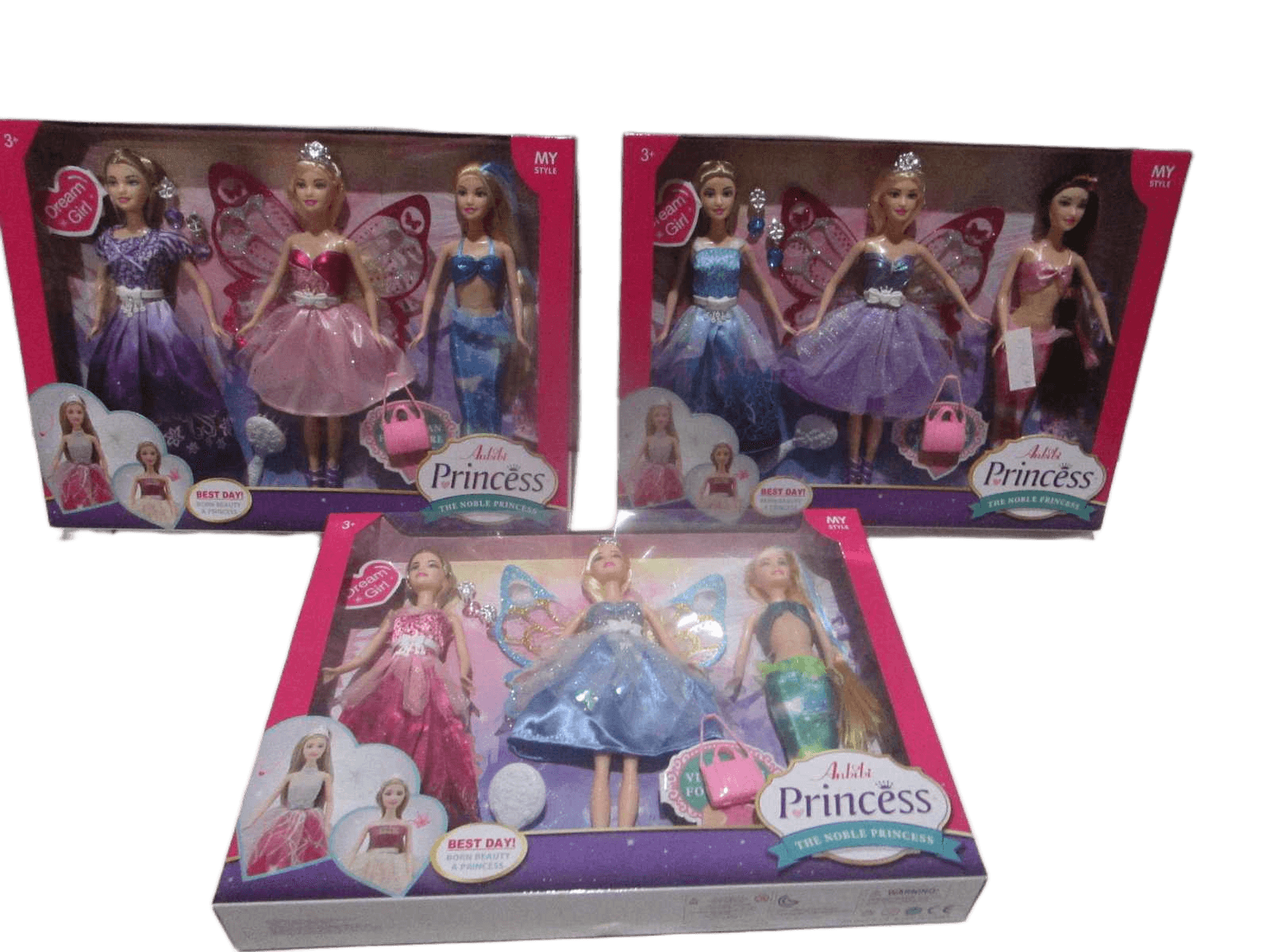 Anbibi Princess Doll Plastic Packing:window Box 3 Pcs Inside 3 Ass 11.5"