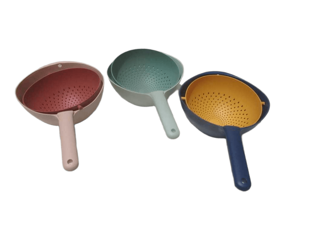 Drain 2-Layer Basin With Handle Pp 346.6g Pink Light Blue Blue Ass 12.5x14.5x40.5