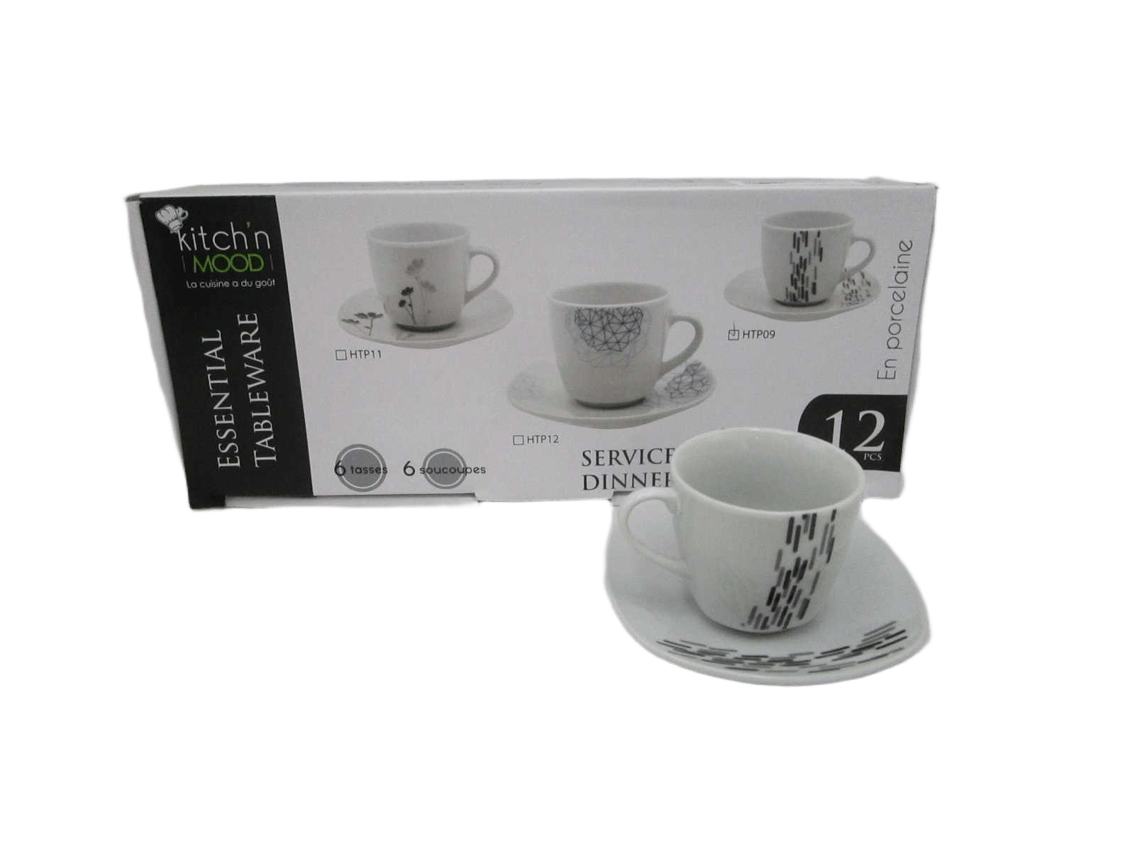 Round Coffee Set 6 Cups + 6 Saucers Porcelain90cc Cup&saucer 6+6