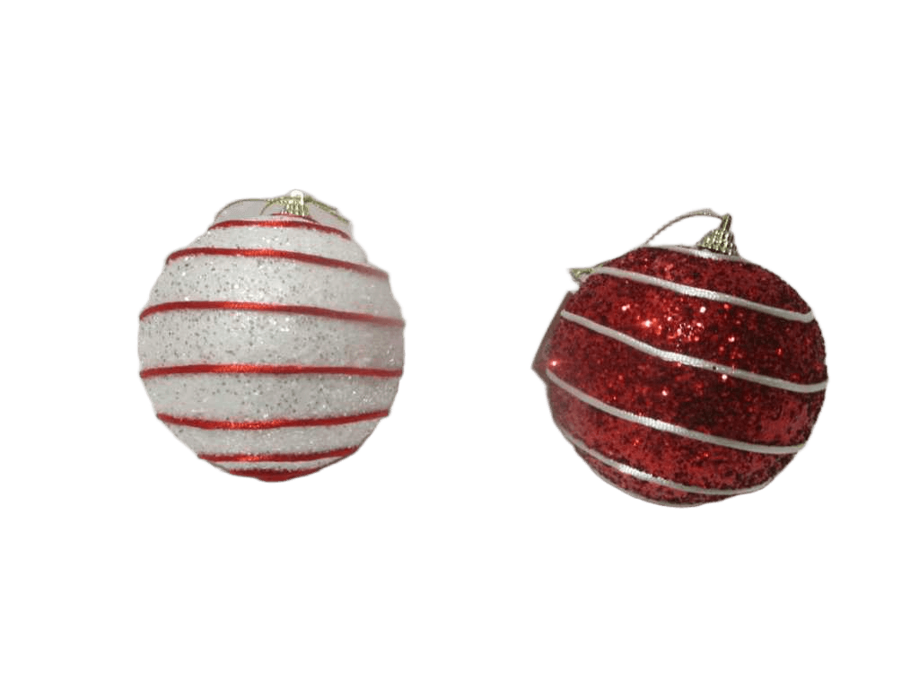Ball Xmas 100mm Red White 4ass