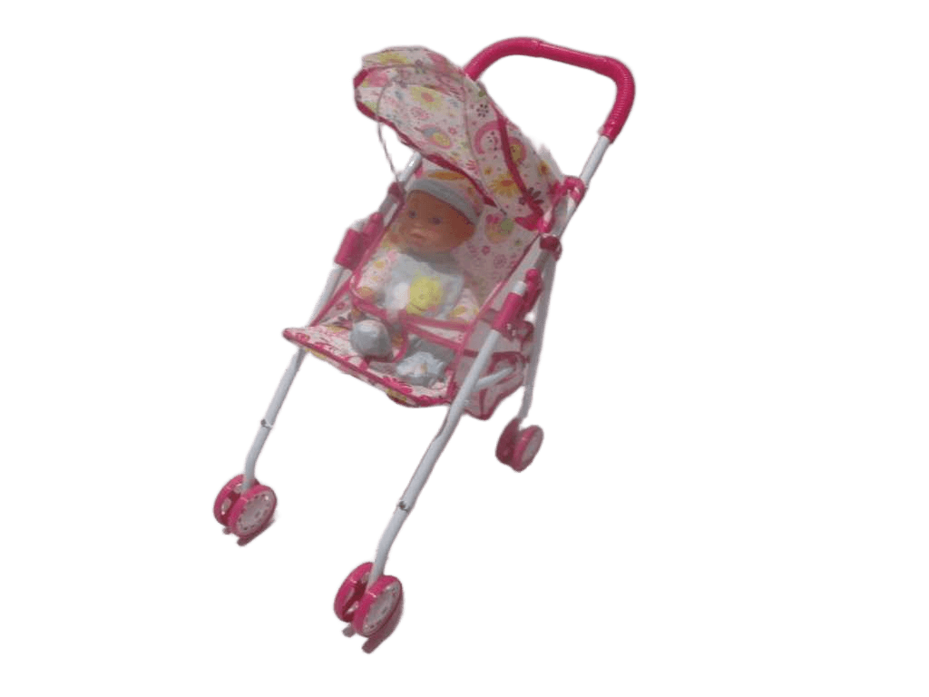 Baby Doll Stroller Set Metal Opp Bag Pink 12''