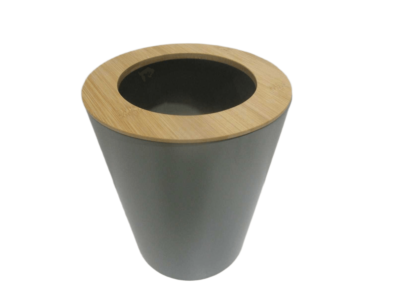 Dustbin Metal Evasee Avec Couvercle Bambou 5l - Kaki/Bambou