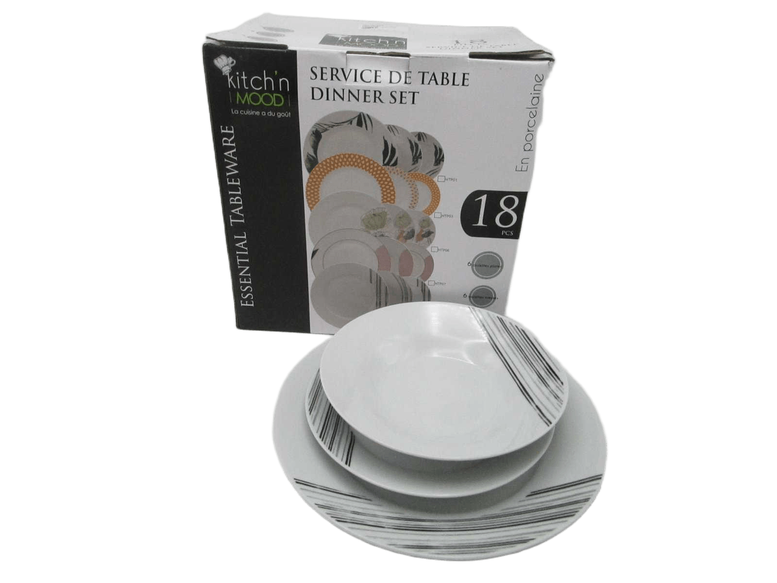 18pcs Round Dinner Setporcelain10.5"dinner Plate*6, 8"soup Plate*6, 8"dessert Plate*6
