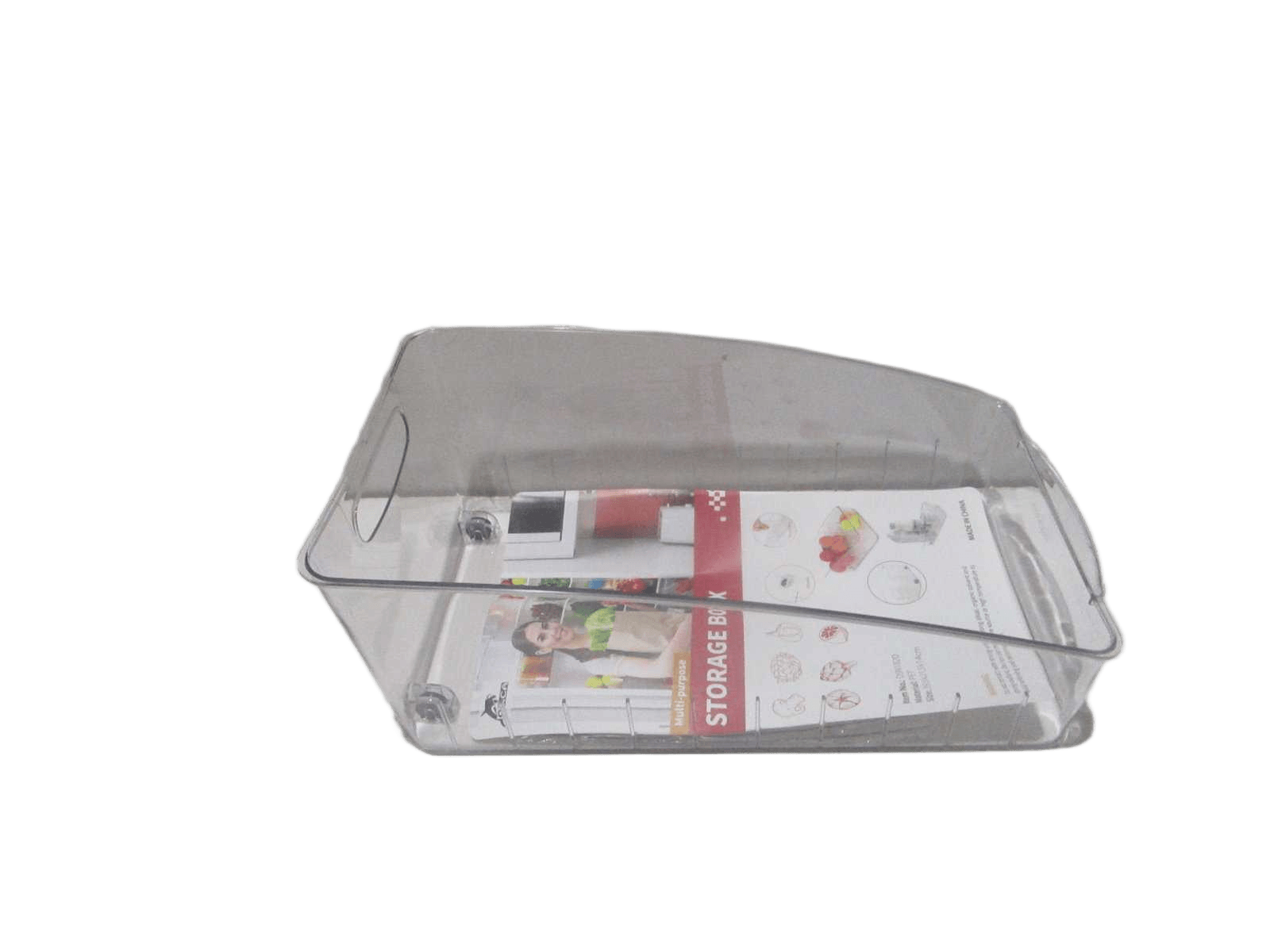 Storage Box Pet With 2 Dividers With 2 Wheels 670g Color Sticker Clear 39.5x21.5x14