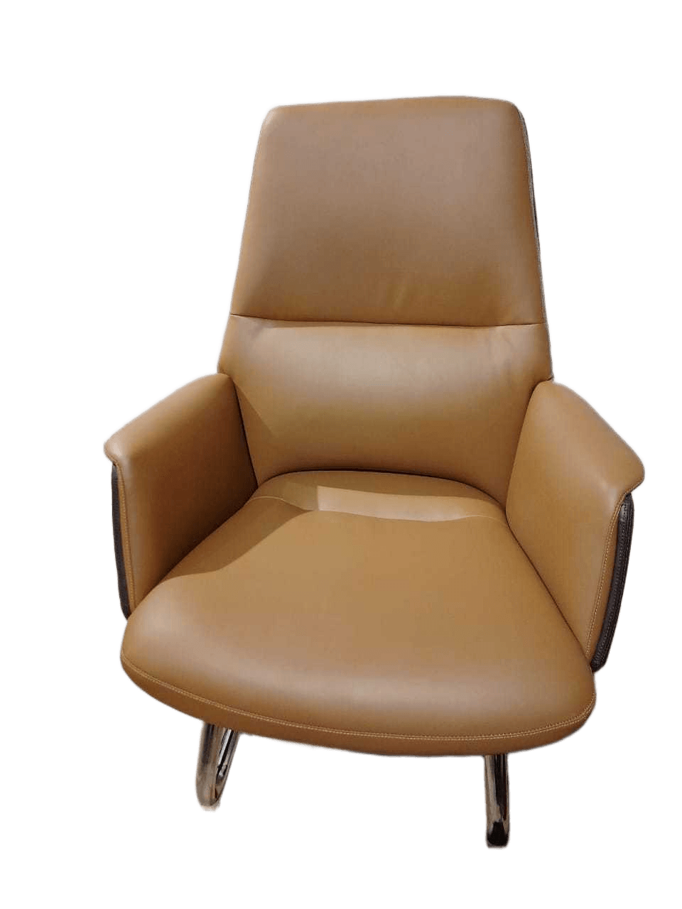 Visitor Chair Back:dk Brown+ Face: Camel 270-41+270-29 Pu Leather, Iron Plating Base 73x105x68
