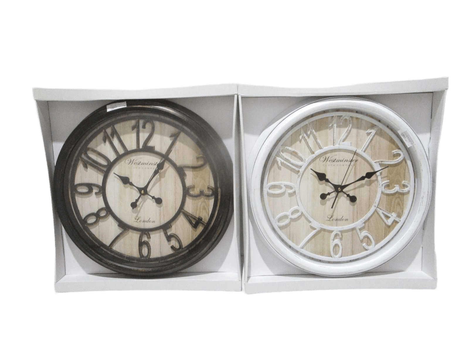 Clock Plastic+glass White Display Box Black White Ass 48*48cm