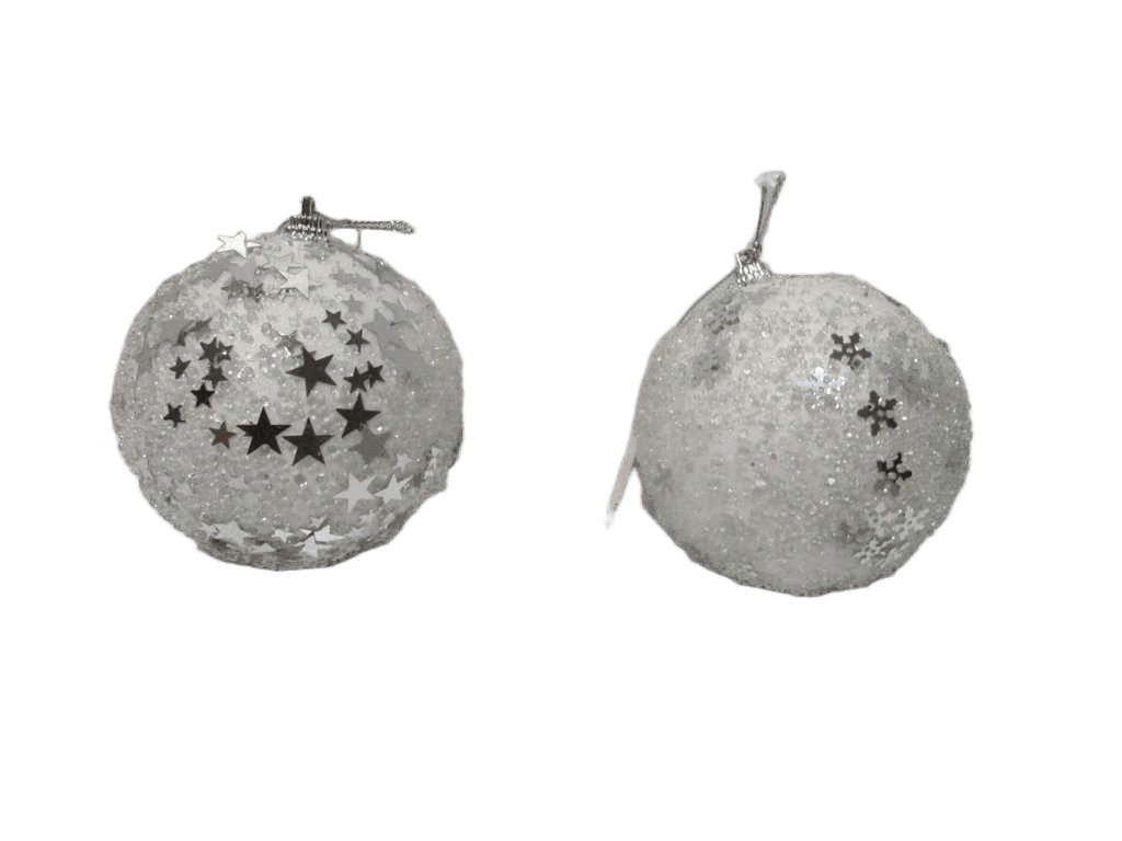 Ball Xmas 80mm Glitter White