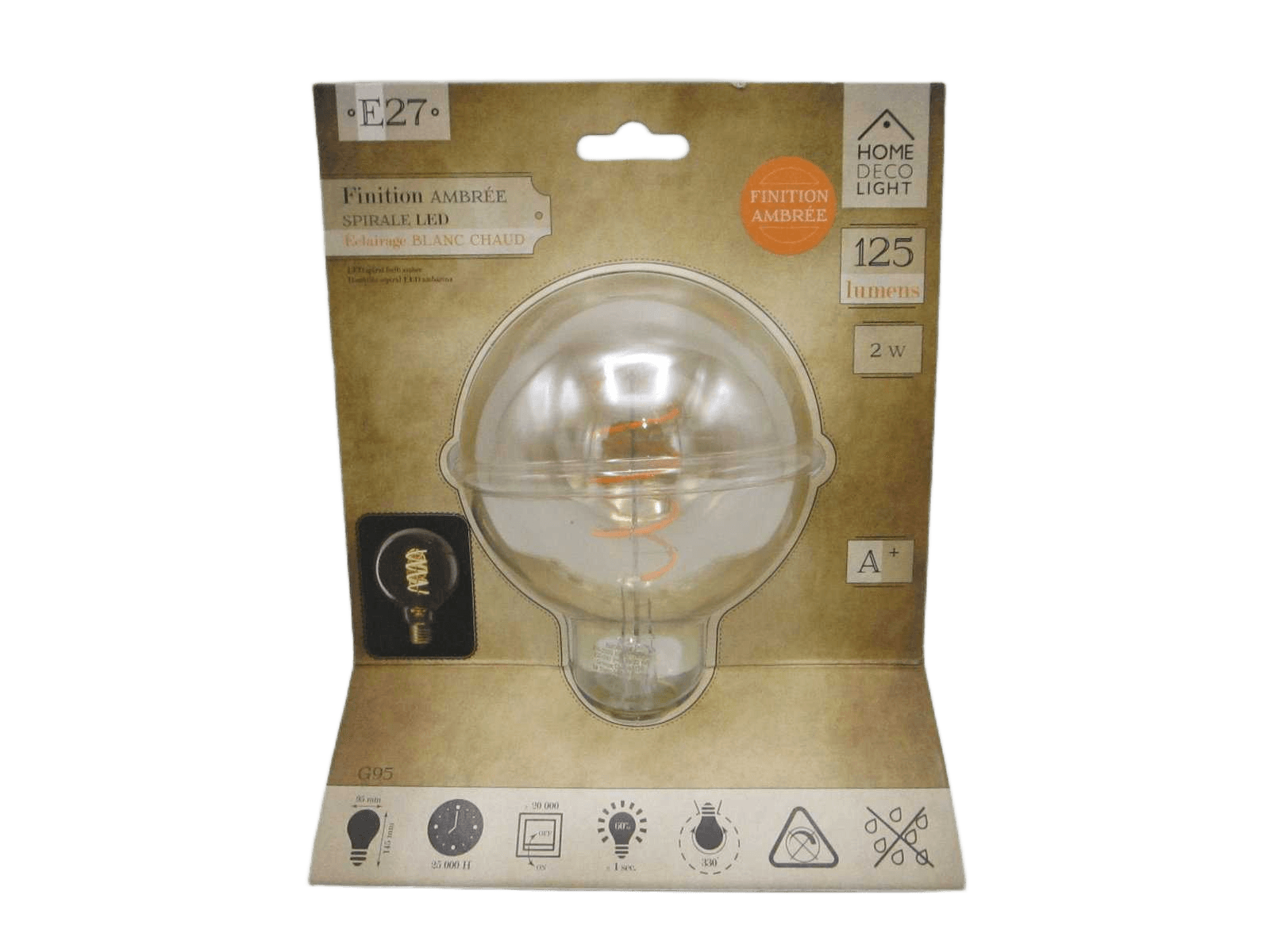 Bulb G95 E27 Led Amber Hairspring 2w M12