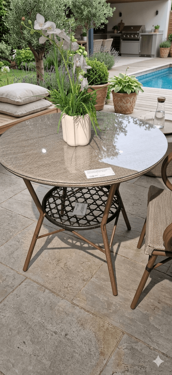 Iron Coffee Table With Tempered Glass Top 5mm Dark Brown 80x80x72