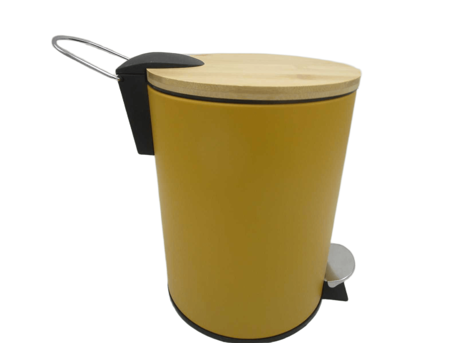 Trash Can Metal Fall Brake 2.5l - Mustard / Bamboo