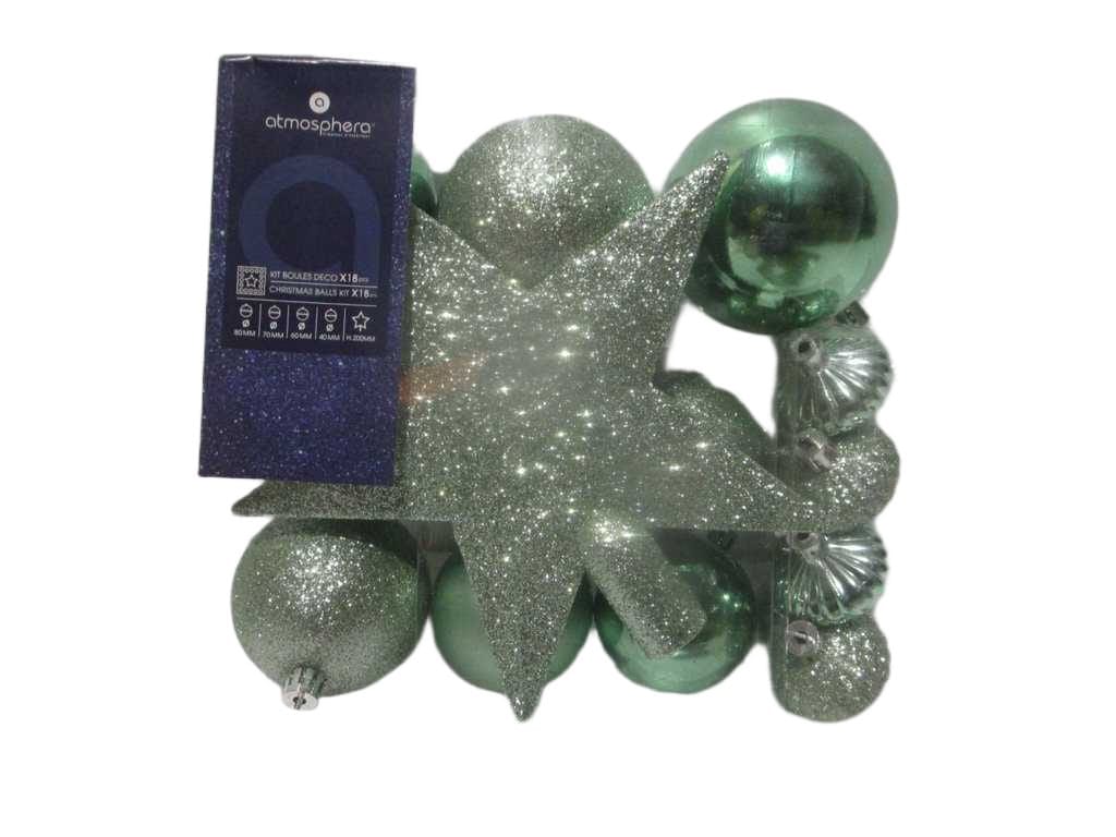 18pcs Xmas Deco Kit Almnd Gren