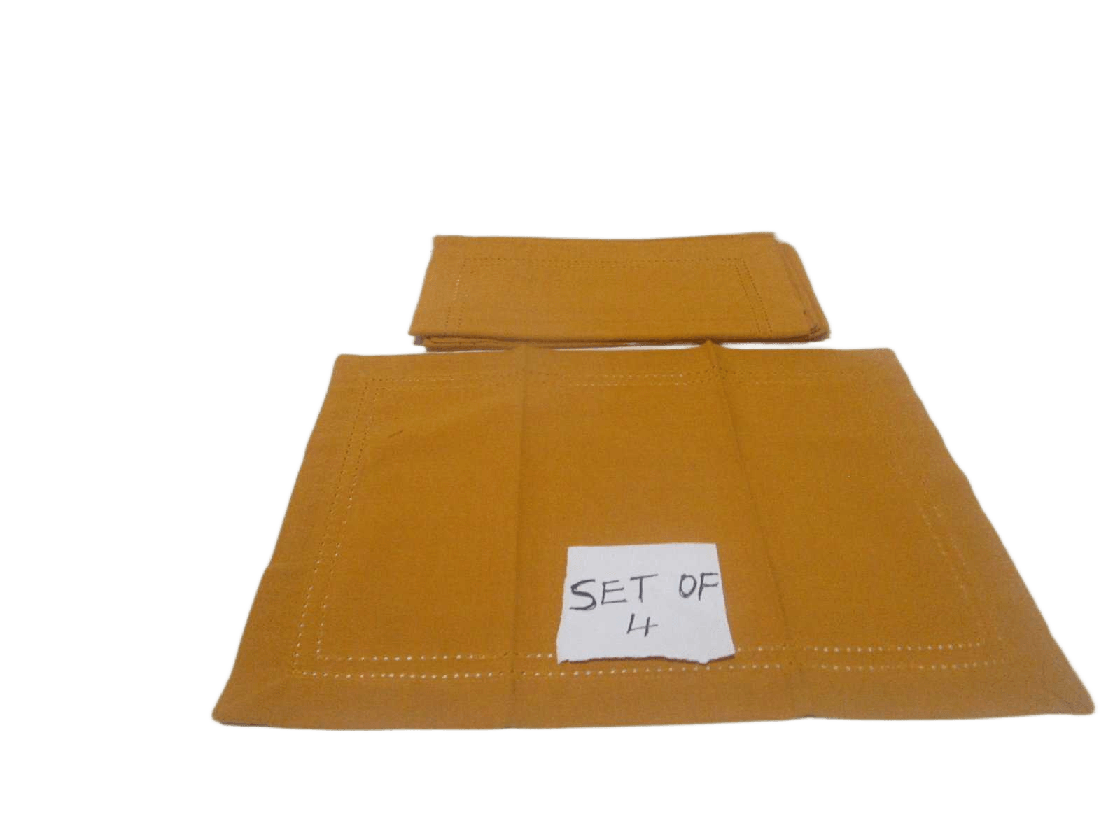 Set Of 4 Place Matt 100% Cotton With Bordure A Jour Lino Steach 160 Gsm 48x33 Must