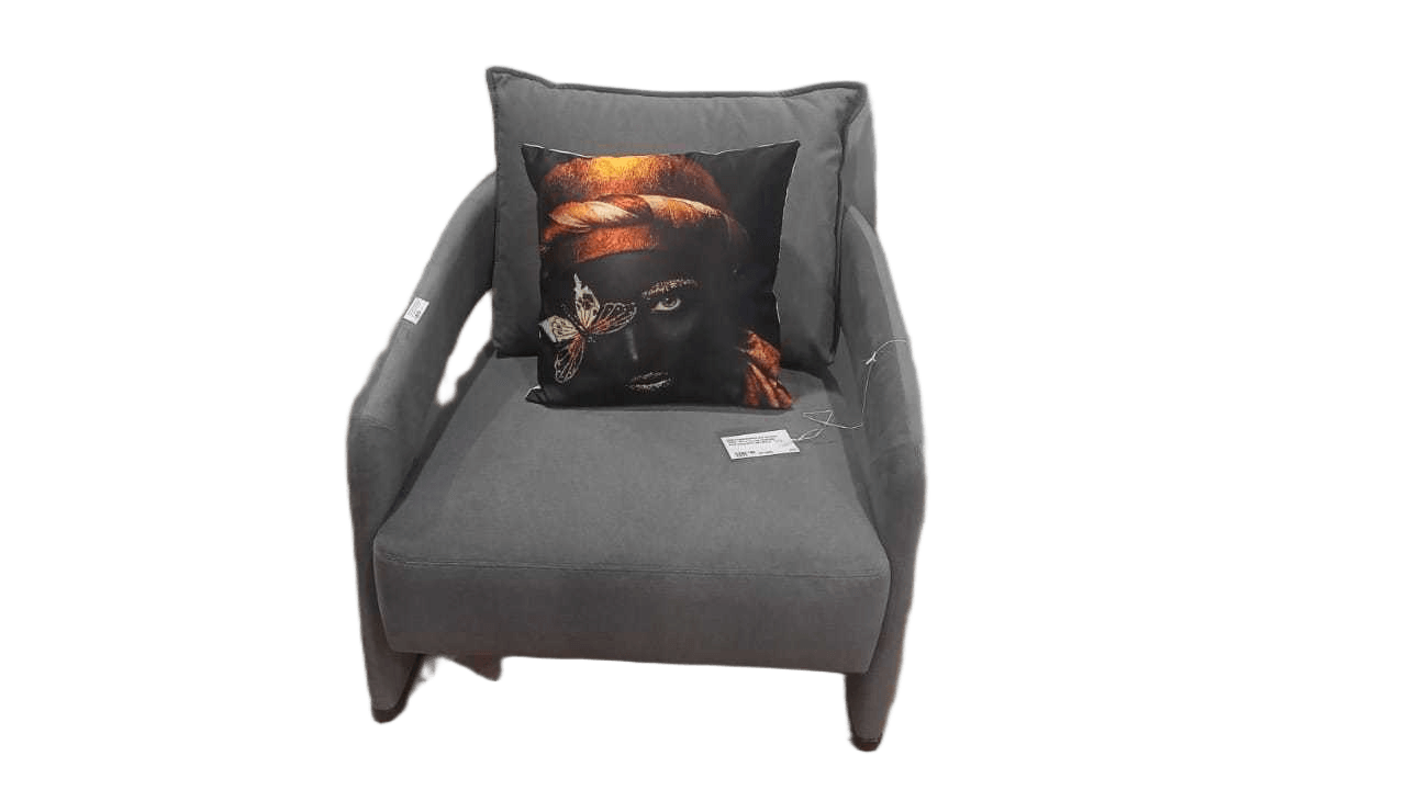Arm Chair Mohair-450 Dk Grey Faric, With Pillow 83x82x69