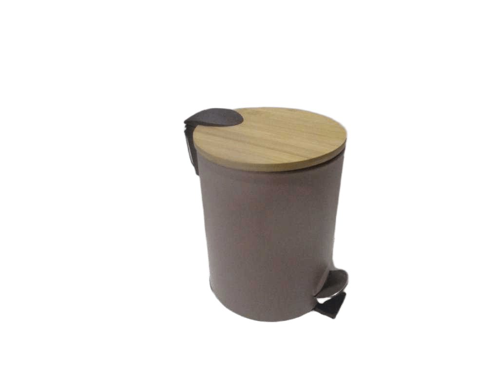 Dustbin Metal Frein De Chute 3l - Capuccino / Bambou