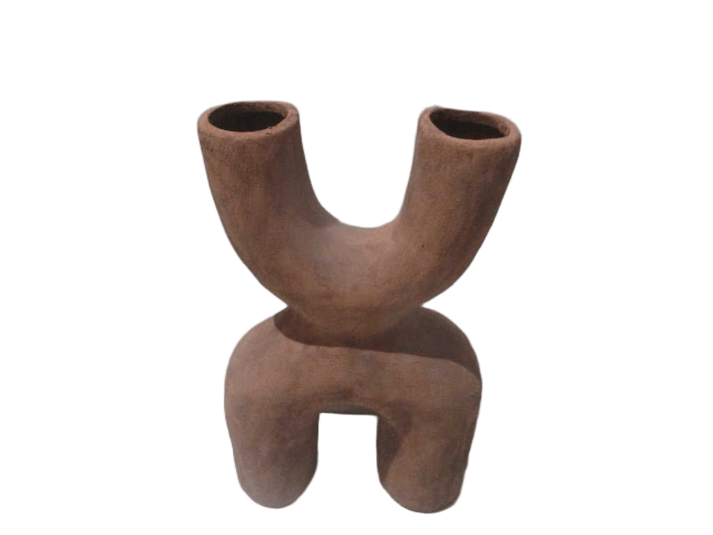 Vase Medium Pottery Rust Red 26x11x41 Cm