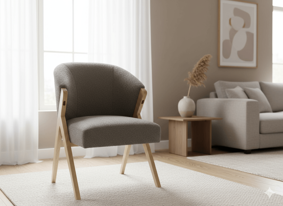 Chair Wood Frame Mouton???-4 Taupe57*54*75