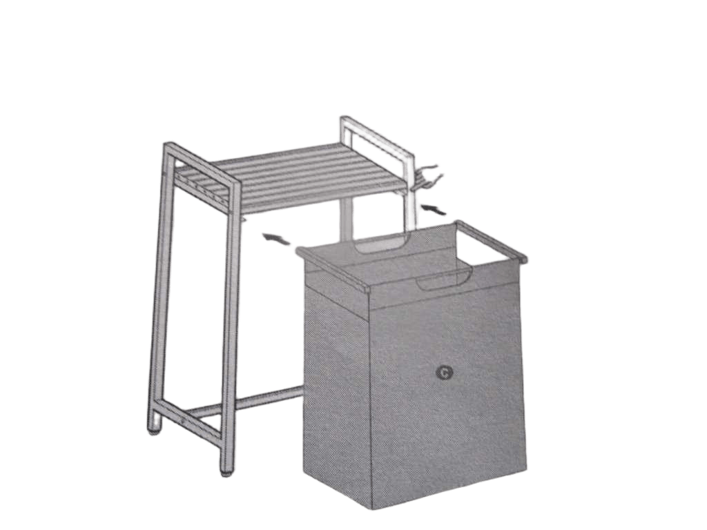 Laundry Hamper Mdf And Metal Drawer Kd Packing Black And White 50x33x72 Cm