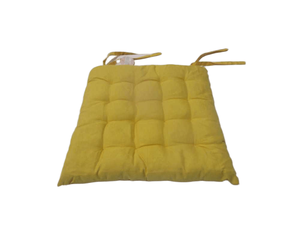 Chair Pad With 4 Tie Strings 100% Polyester 110 Gsm Fabric And Recycled Cotton Filling Of 550 Grams