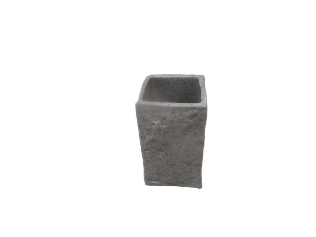 Cup Polyresin Carre Effet Pierre - Gris