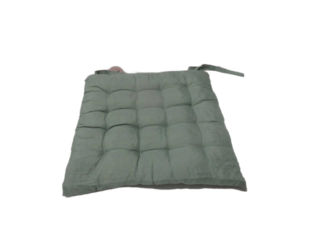 Chair Pad With 4 Tie Strings 100% Polyester 110 Gsm Fabric And Recycled Cotton Filling Of 550 Grams