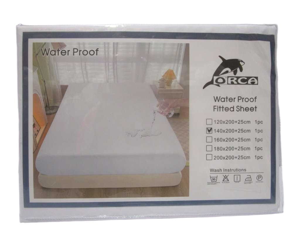 Bed Fitted Sheet Water Proof ,80ggsm+pu Color Card Pvc Bag White 54 140x200+25