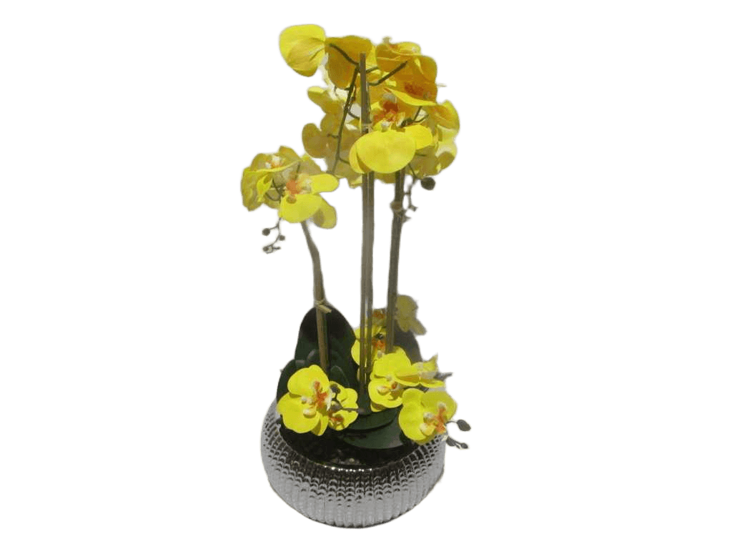Vase Silver In Yellow Flower D25x14x67