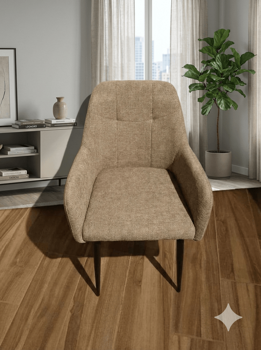 Dining Chair Black Metal Feet With Arms Uf885-04 Taupe 57*44*85