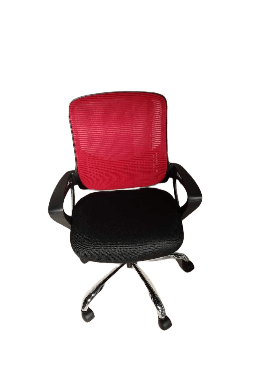 Office Chair Black Red-Chrome Legs Black Frame Mesh