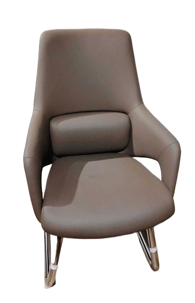 Visitor Chair Brown-8386-36 Pu Leather, Chrome Base 66x100x61