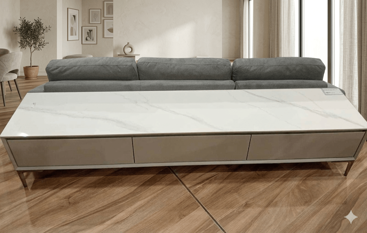 Tv Stand Carbon Steel + Ceramic Table Top + Mdf As Photo 2000*400*410