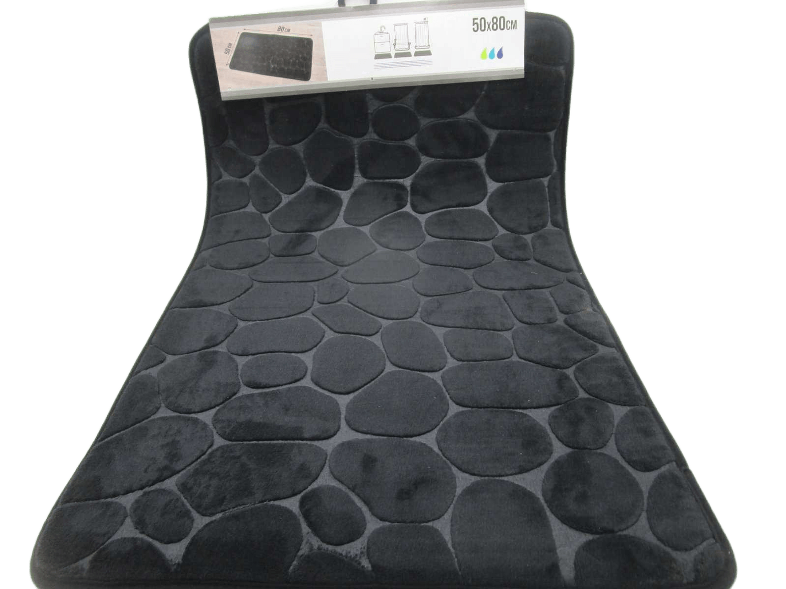 Bathmat Memory Pad Microfiber Pebble 50x80 Cm - Black